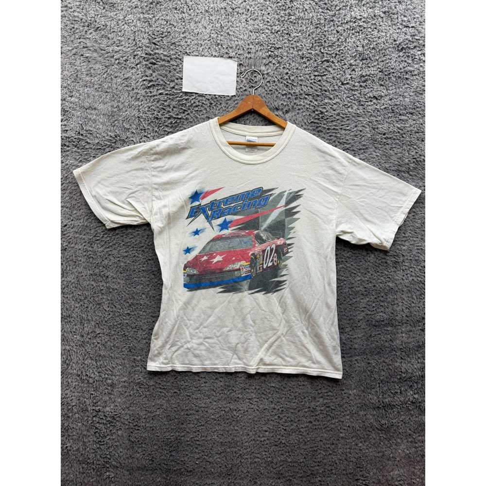 Vintage Nascar Extreme Racing Motosports Graphic Crewneck T-Shirt White Size XL